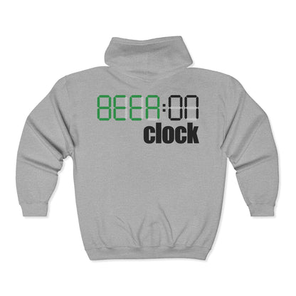 Zip Hoodie with Bottle & Digital Timer Design — Vintage Liqueur Bottle Graphic