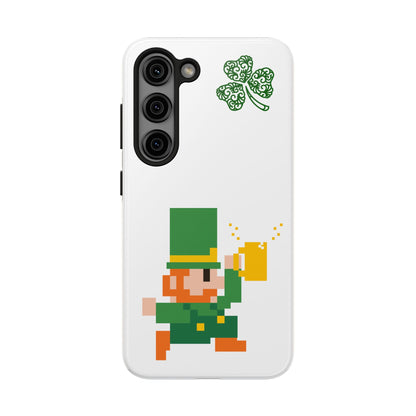 St. Patrick's Pixel Leprechaun Tough Phone Case — Shamrock & Beer Mug