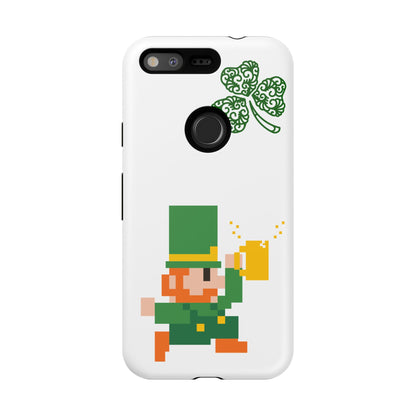 St. Patrick’s Pixel Leprechaun Phone Case — Cute Retro Gaming Clover Design