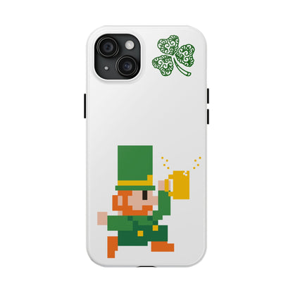 St. Patrick's Pixel Leprechaun Tough Phone Case — Shamrock & Beer Mug
