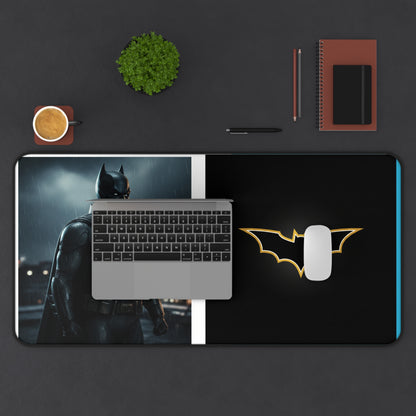Batman Desk Mat — Dark Knight Gaming & Office Mouse Pad with Gold Bat Emblem