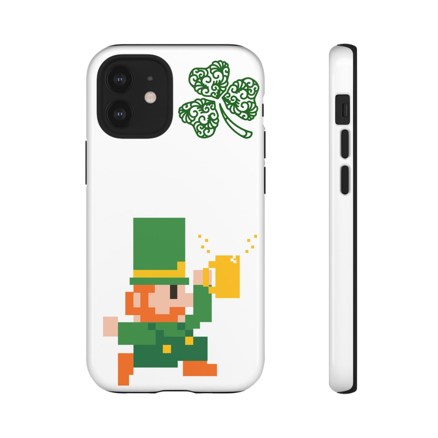 St. Patrick’s Pixel Leprechaun Phone Case — Cute Retro Gaming Clover Design