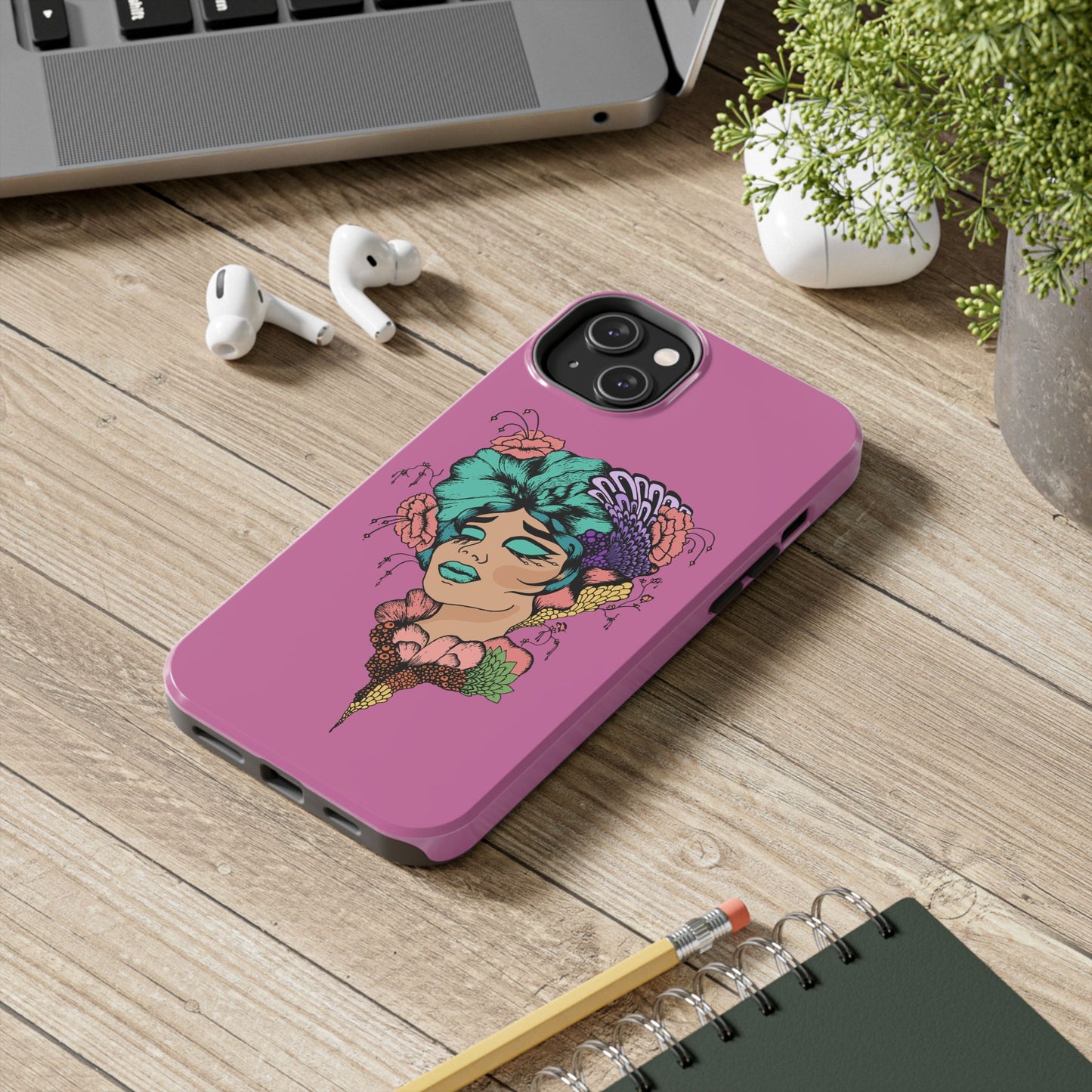 Tough Phone Case — Retro Floral Femme Illustration, Protective Art Phone Cover