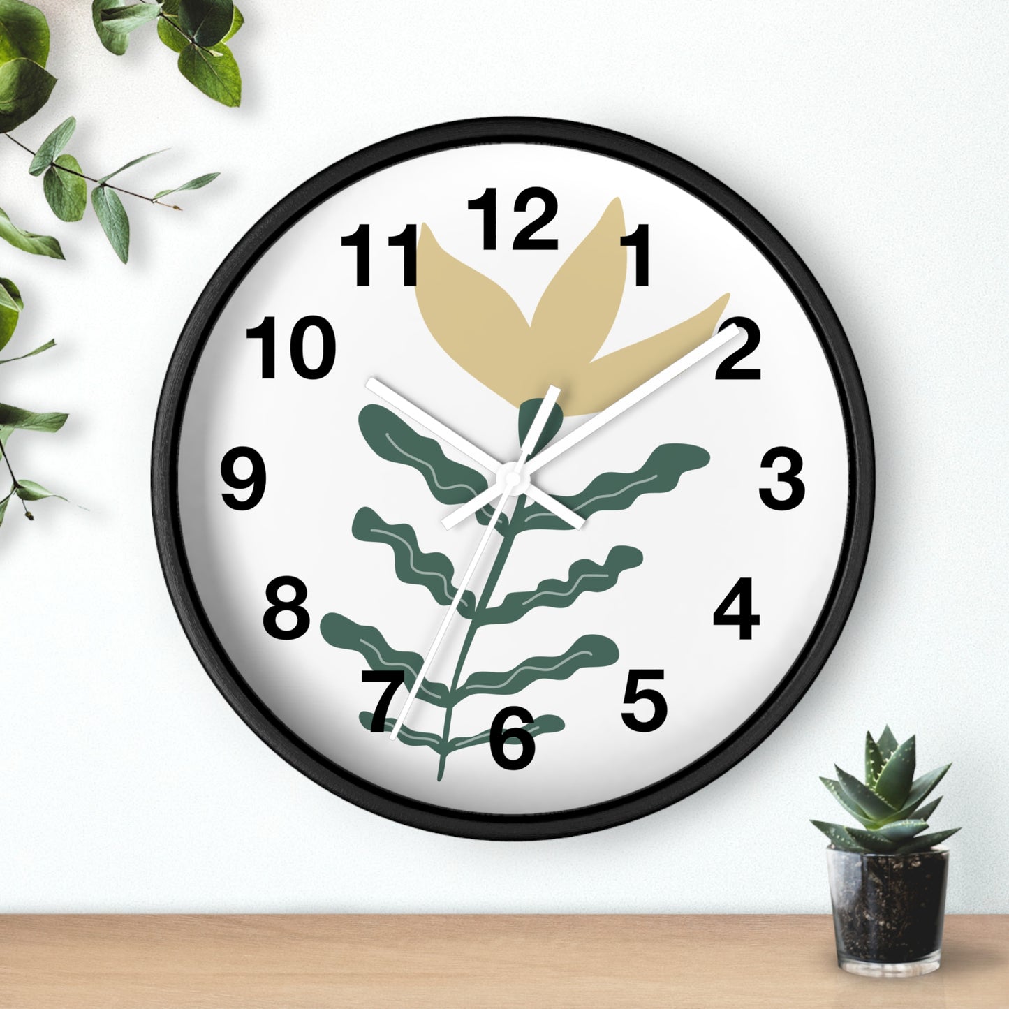 Botanical Wall Clock — Minimal Floral Timepiece