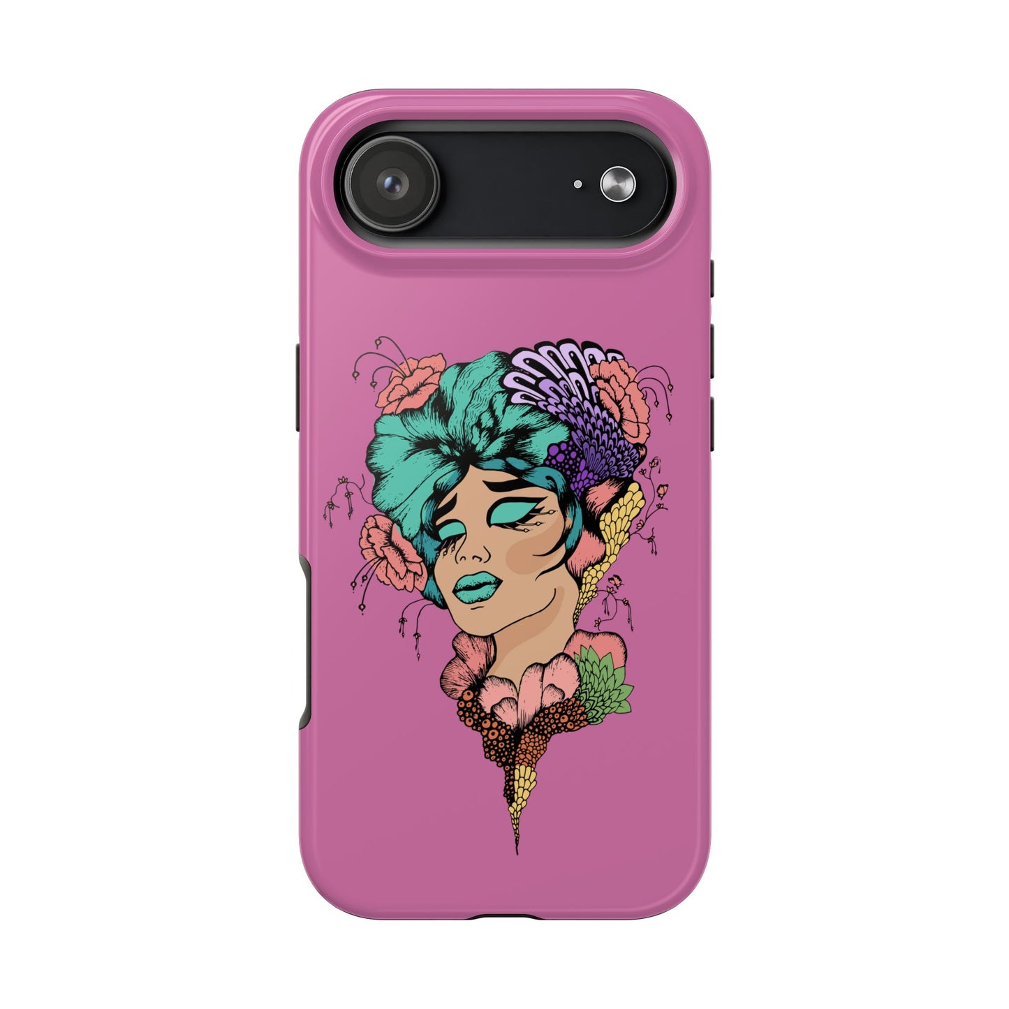 Tough Phone Case — Retro Floral Femme Illustration, Protective Art Phone Cover