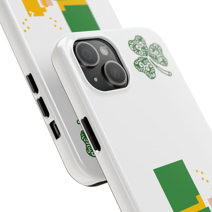 St. Patrick's Pixel Leprechaun Tough Phone Case — Shamrock & Beer Mug