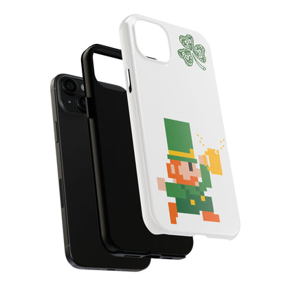 St. Patrick's Pixel Leprechaun Tough Phone Case — Shamrock & Beer Mug