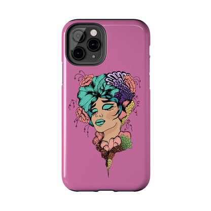 Tough Phone Case — Retro Floral Femme Illustration, Protective Art Phone Cover