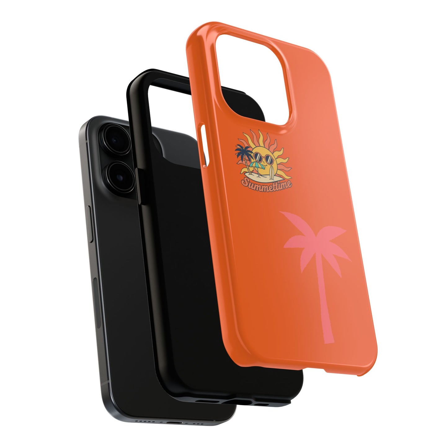 Summertime Palm Tough Phone Case — Retro Sun & Pink Palm Tropical Protective Cover