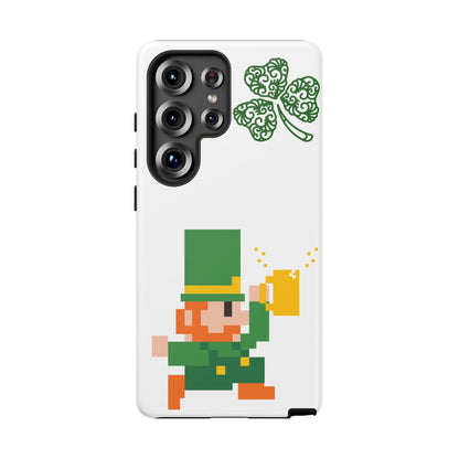 St. Patrick’s Pixel Leprechaun Phone Case — Cute Retro Gaming Clover Design