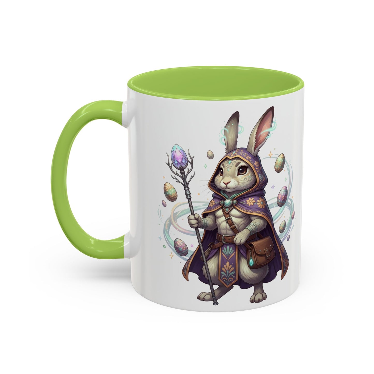 Easter Egg Accent Coffee Mug — Colorful Floral Bunny Design (11/15oz)