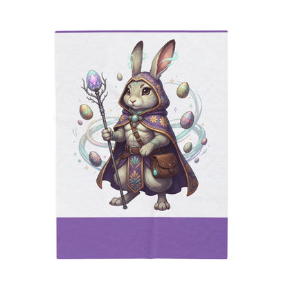 Magical Bunny Wizard Plush Blanket — Velveteen Easter Rabbit Throw