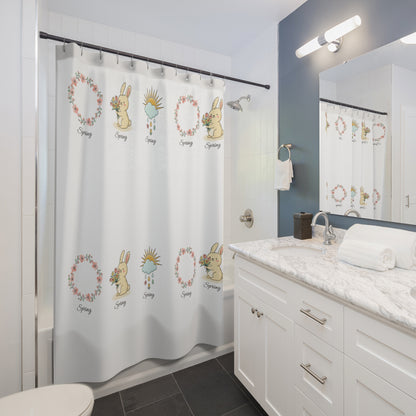 Minimalist Cute Plants Shower Curtain — Small Botanical Icons Bathroom Decor