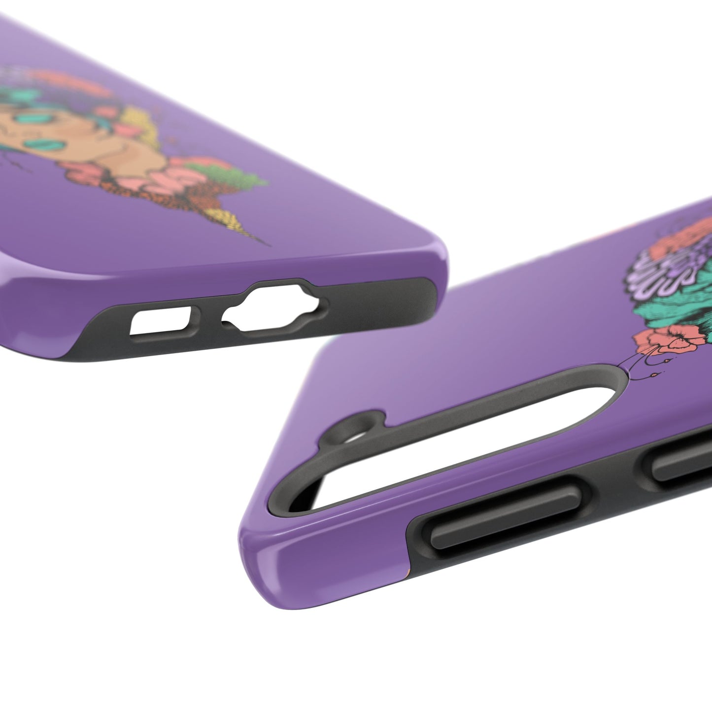 Floral Dreamer Tough Phone Case — Purple Artistic Woman Illustration, Protective iPhone Cover