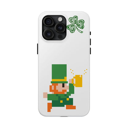 St. Patrick's Pixel Leprechaun Tough Phone Case — Shamrock & Beer Mug