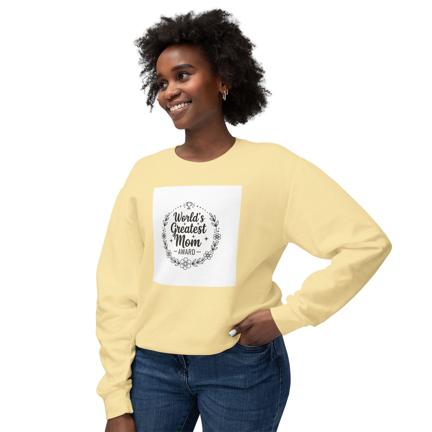 World's Greatest Mom Crewneck Sweatshirt – Floral Award Design, Mother's Day Gift