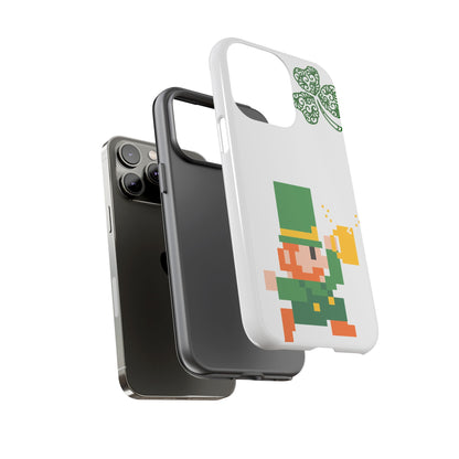 St. Patrick’s Pixel Leprechaun Phone Case — Cute Retro Gaming Clover Design