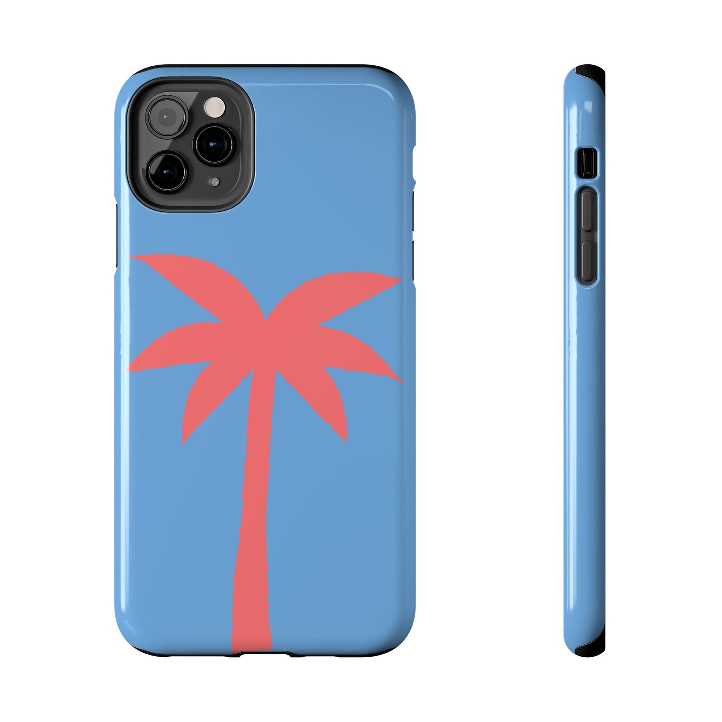 Tough Phone Case — Coral Palm on Sky Blue (Durable Protective Phone Cover)