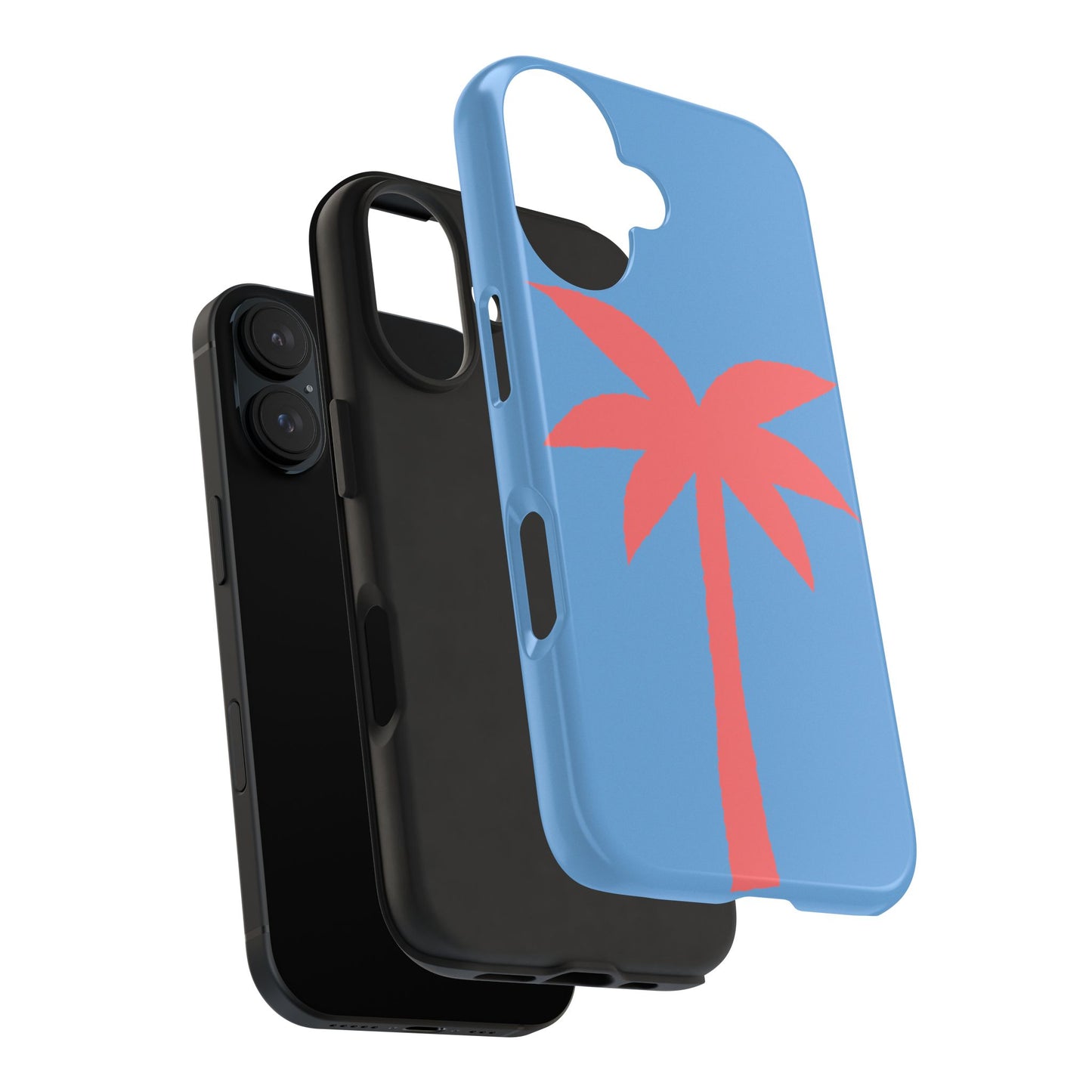 Tough Phone Case — Coral Palm on Sky Blue (Durable Protective Phone Cover)