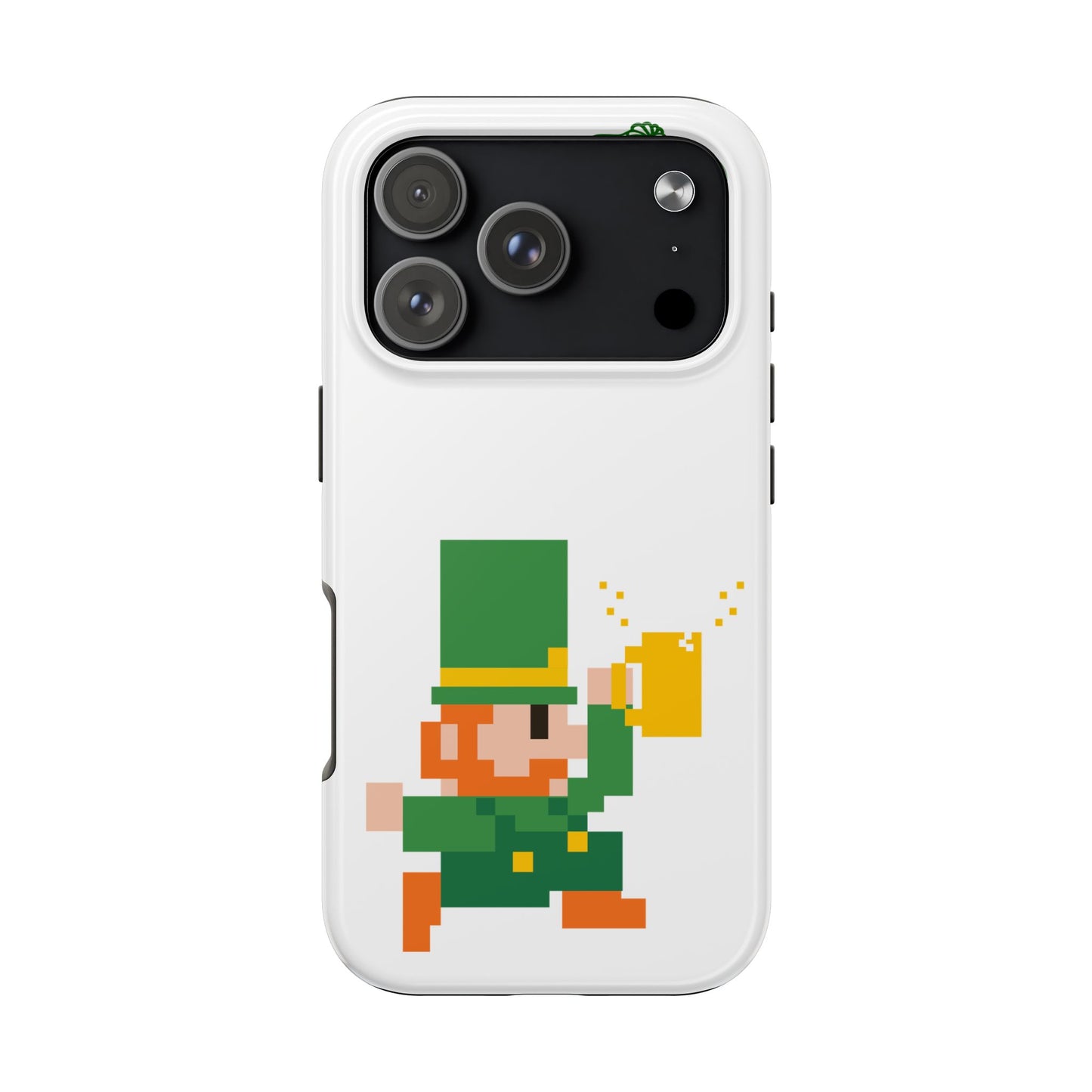 St. Patrick's Pixel Leprechaun Tough Phone Case — Shamrock & Beer Mug