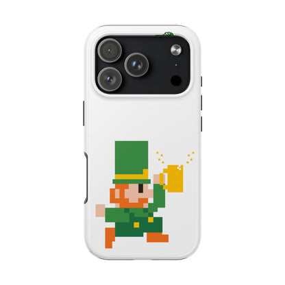 St. Patrick's Pixel Leprechaun Tough Phone Case — Shamrock & Beer Mug