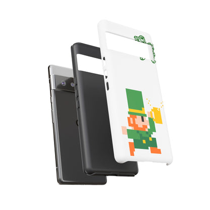 St. Patrick’s Pixel Leprechaun Phone Case — Cute Retro Gaming Clover Design