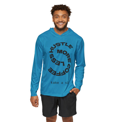 Men's Athletic Hoodie — "Hustle More, Less Coffee" Front + "Progress Over Perfection" Back