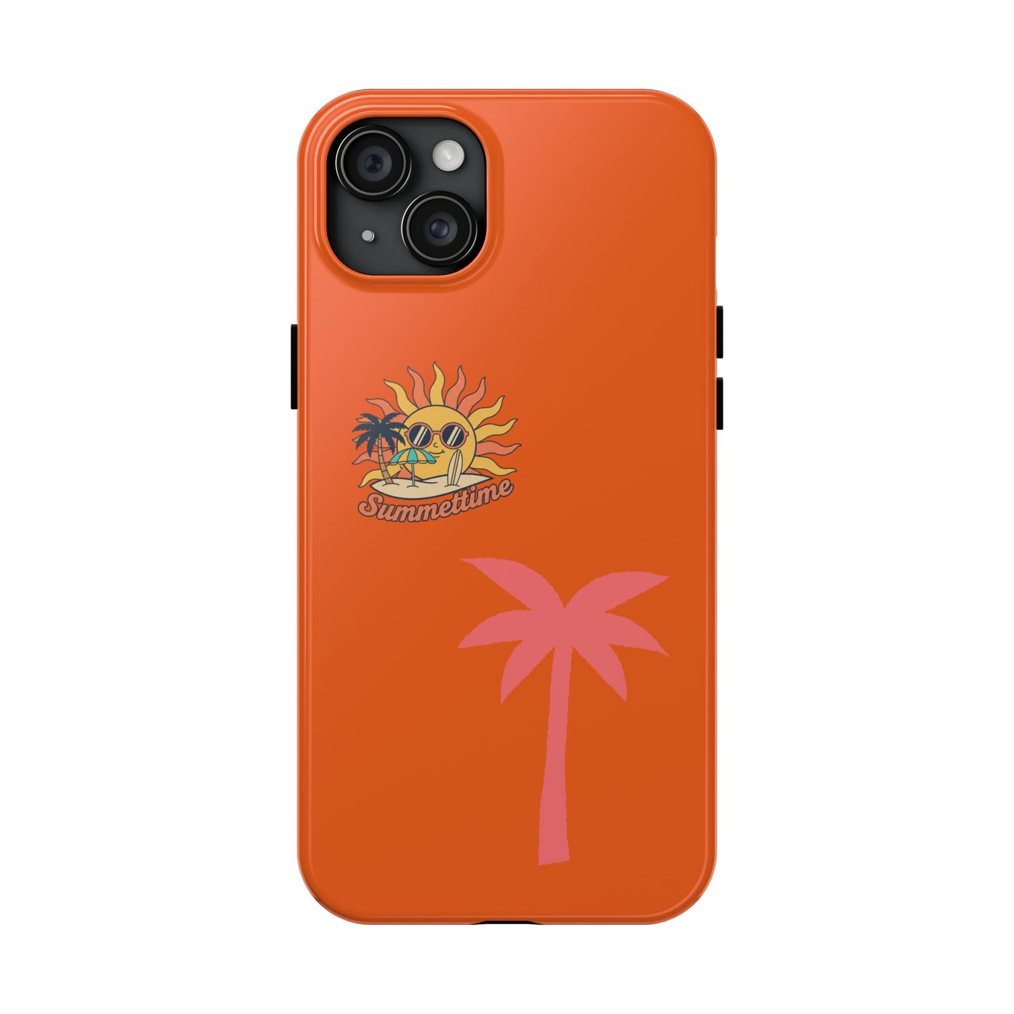 Summertime Palm Tough Phone Case — Retro Sun & Pink Palm Tropical Protective Cover