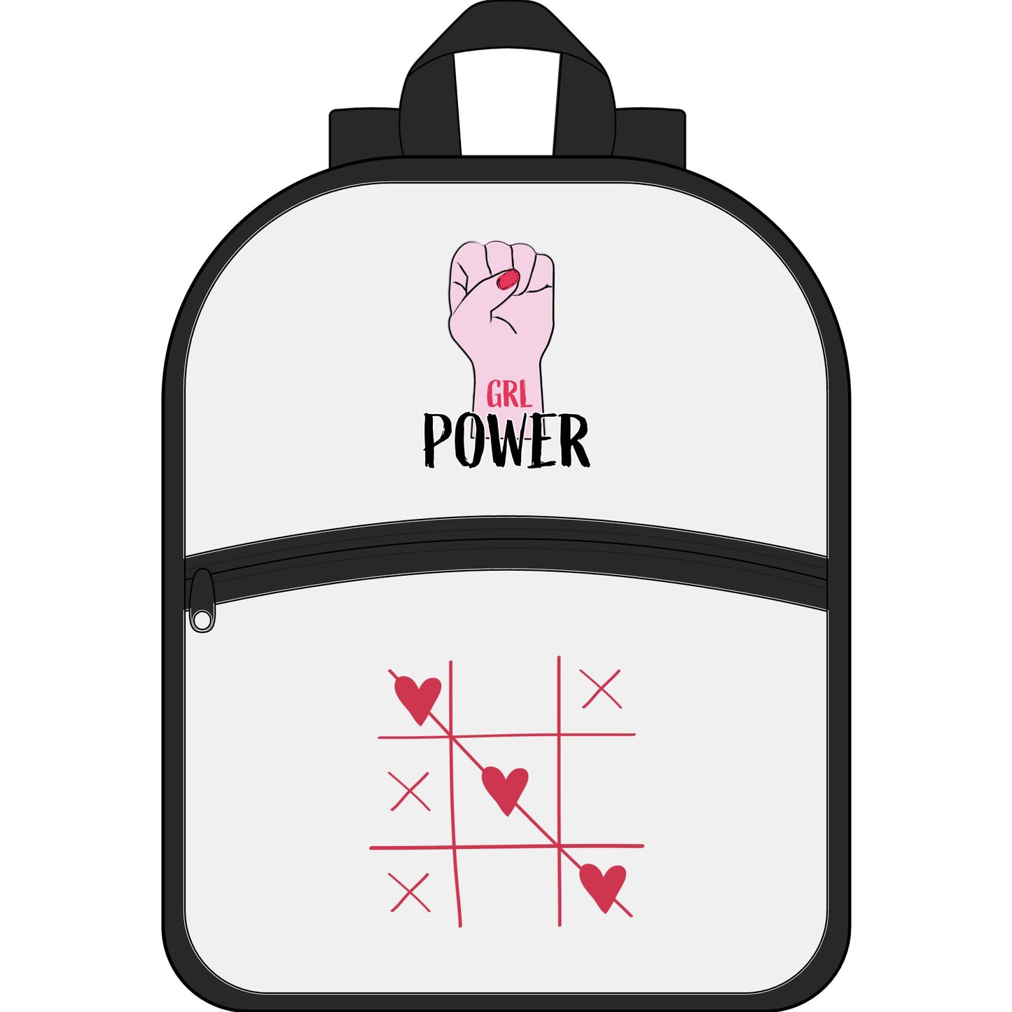 Clear Backpack — Girl Power Fist & Heart Tic‑Tac‑Toe Design