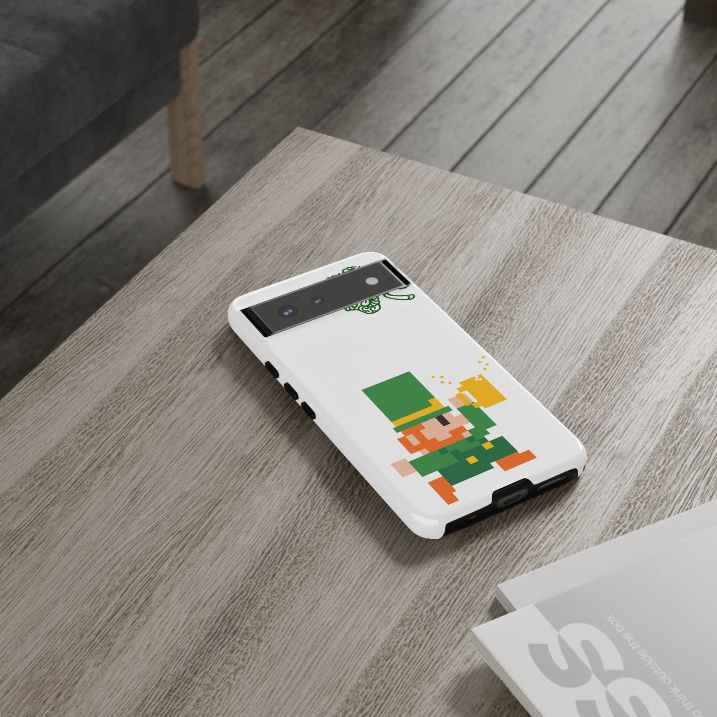 St. Patrick’s Pixel Leprechaun Phone Case — Cute Retro Gaming Clover Design