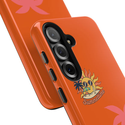 Summertime Palm Tough Phone Case — Retro Sun & Pink Palm Tropical Protective Cover