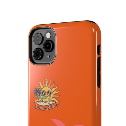 Summertime Palm Tough Phone Case — Retro Sun & Pink Palm Tropical Protective Cover