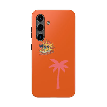 Summertime Palm Tough Phone Case — Retro Sun & Pink Palm Tropical Protective Cover