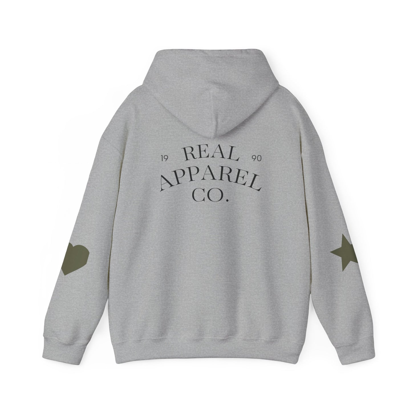 New Day Hoodie — "New Day" Graphic Pullover with Star & Heart Sleeve Accents