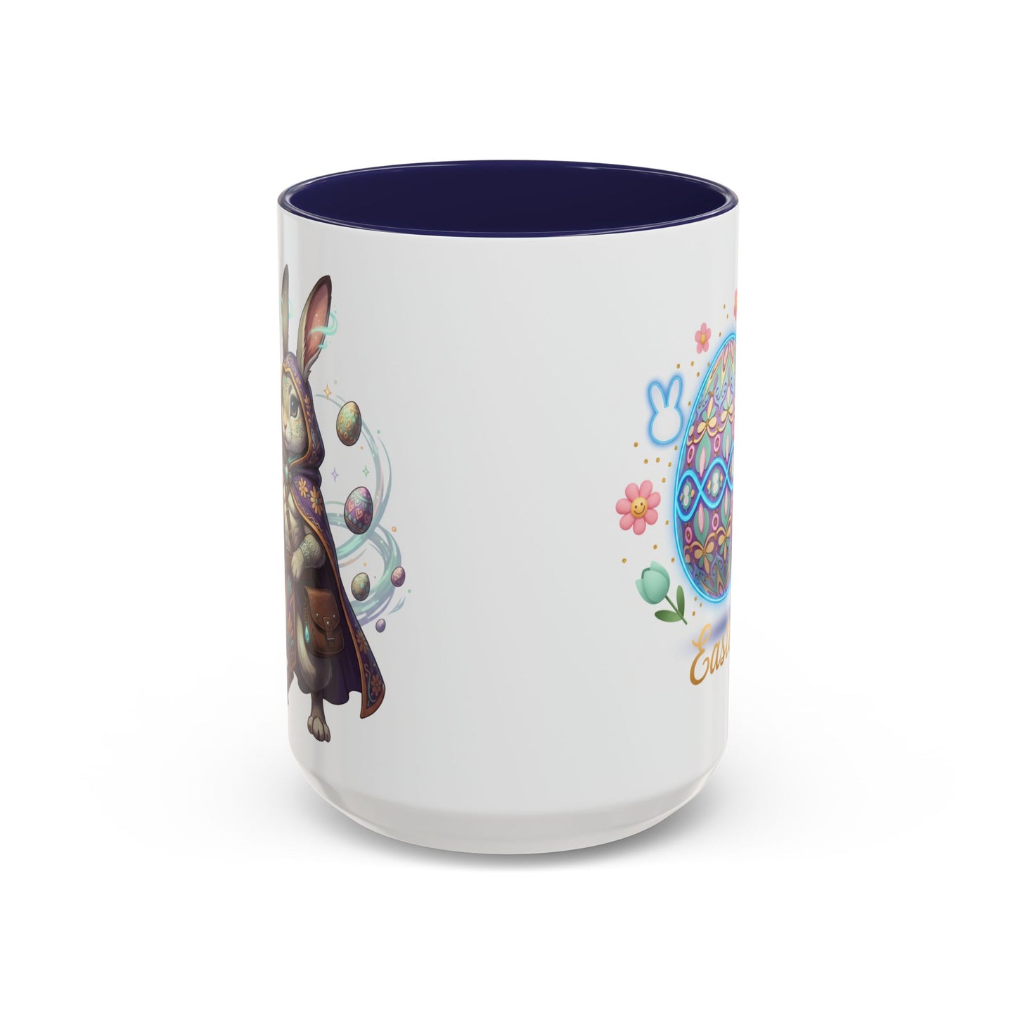 Easter Egg Accent Coffee Mug — Colorful Floral Bunny Design (11/15oz)
