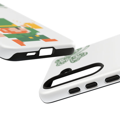 St. Patrick’s Pixel Leprechaun Phone Case — Cute Retro Gaming Clover Design