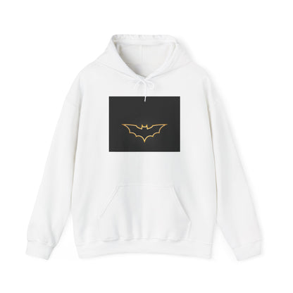 Batman Graphic Hoodie — Gold Bat Emblem Front & Night Vigil Back