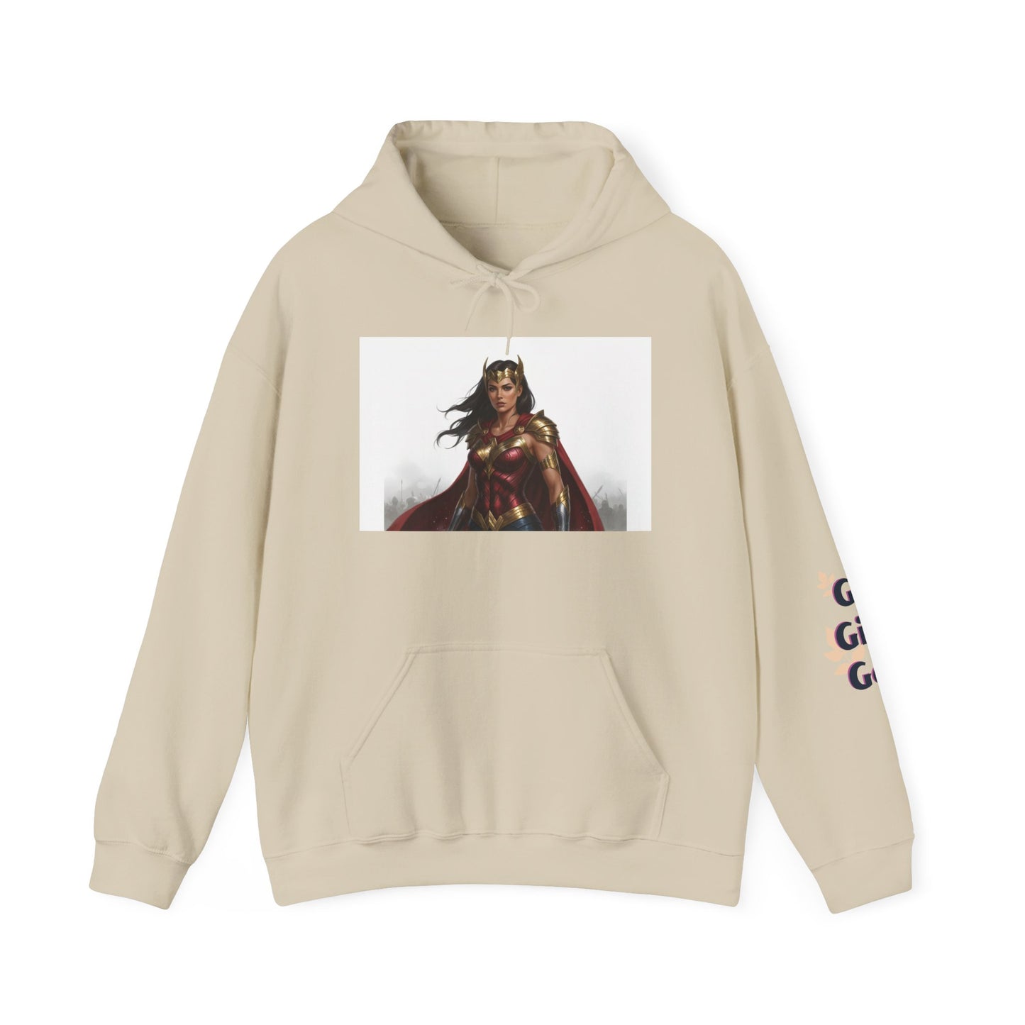 Wonder Woman Hoodie — Vintage Superhero Graphic Sweatshirt ('Go girl' sleeve)