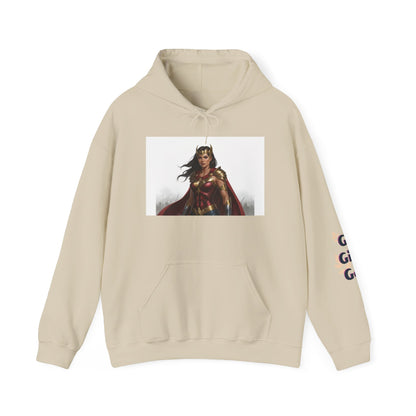 Wonder Woman Hoodie — Vintage Superhero Graphic Sweatshirt ('Go girl' sleeve)