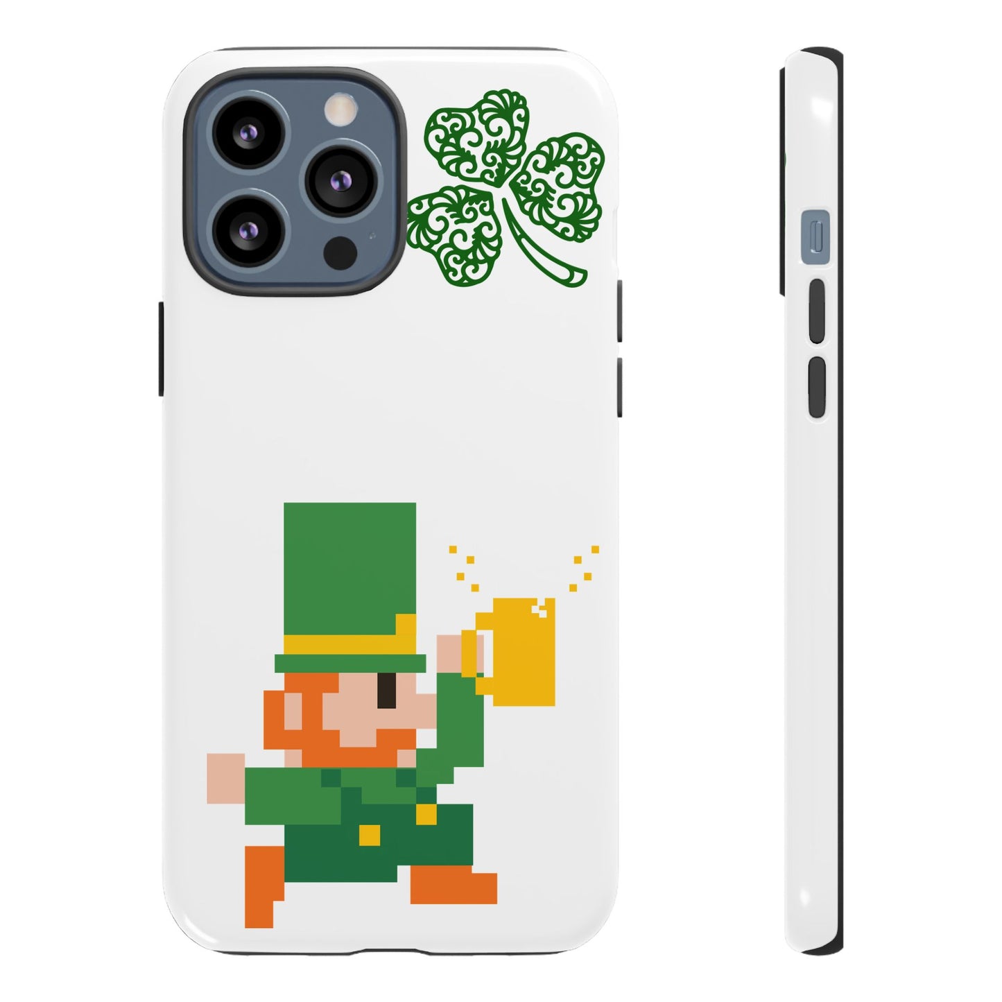 St. Patrick’s Pixel Leprechaun Phone Case — Cute Retro Gaming Clover Design