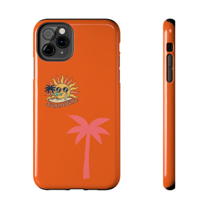 Summertime Palm Tough Phone Case — Retro Sun & Pink Palm Tropical Protective Cover