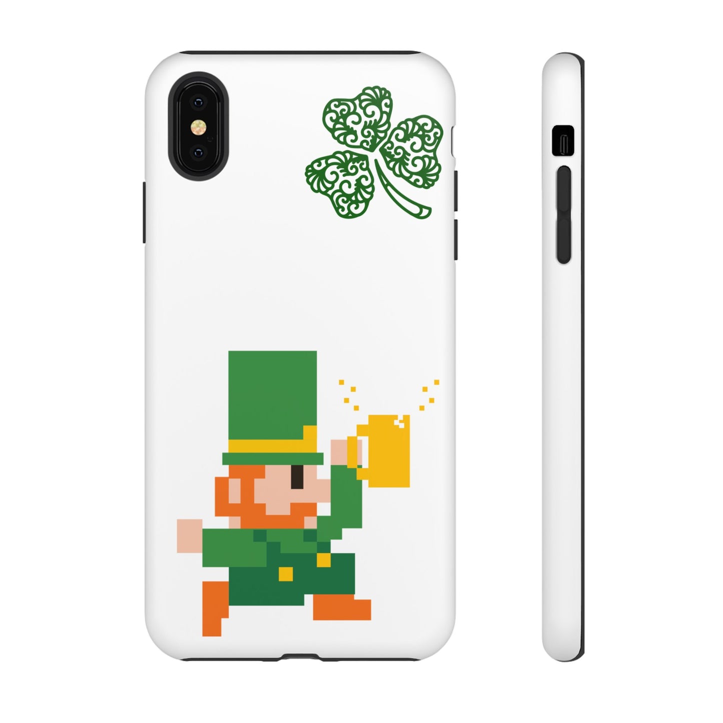 St. Patrick’s Pixel Leprechaun Phone Case — Cute Retro Gaming Clover Design