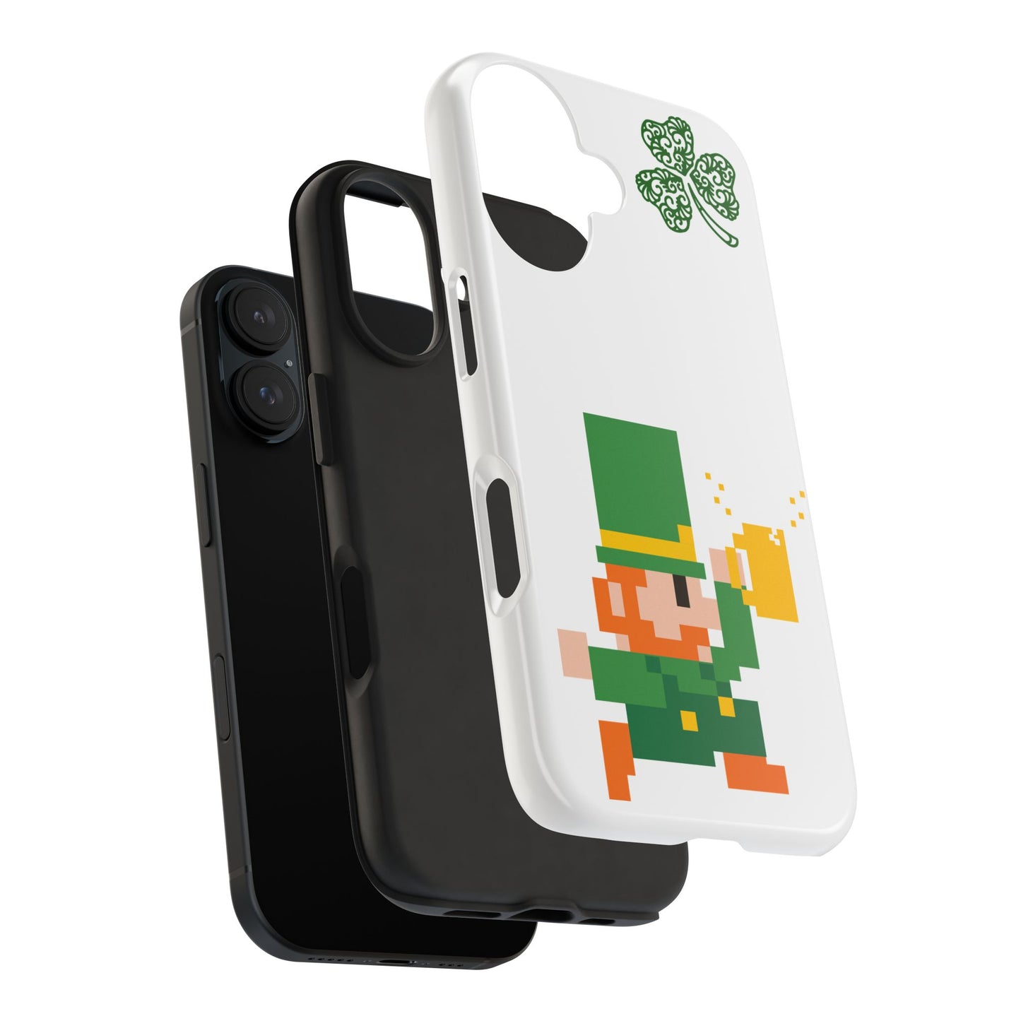 St. Patrick's Pixel Leprechaun Tough Phone Case — Shamrock & Beer Mug