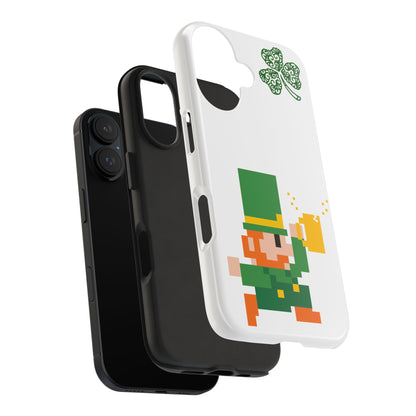 St. Patrick's Pixel Leprechaun Tough Phone Case — Shamrock & Beer Mug