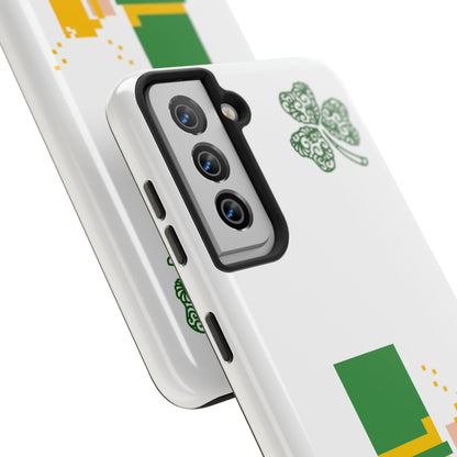 St. Patrick's Pixel Leprechaun Tough Phone Case — Shamrock & Beer Mug