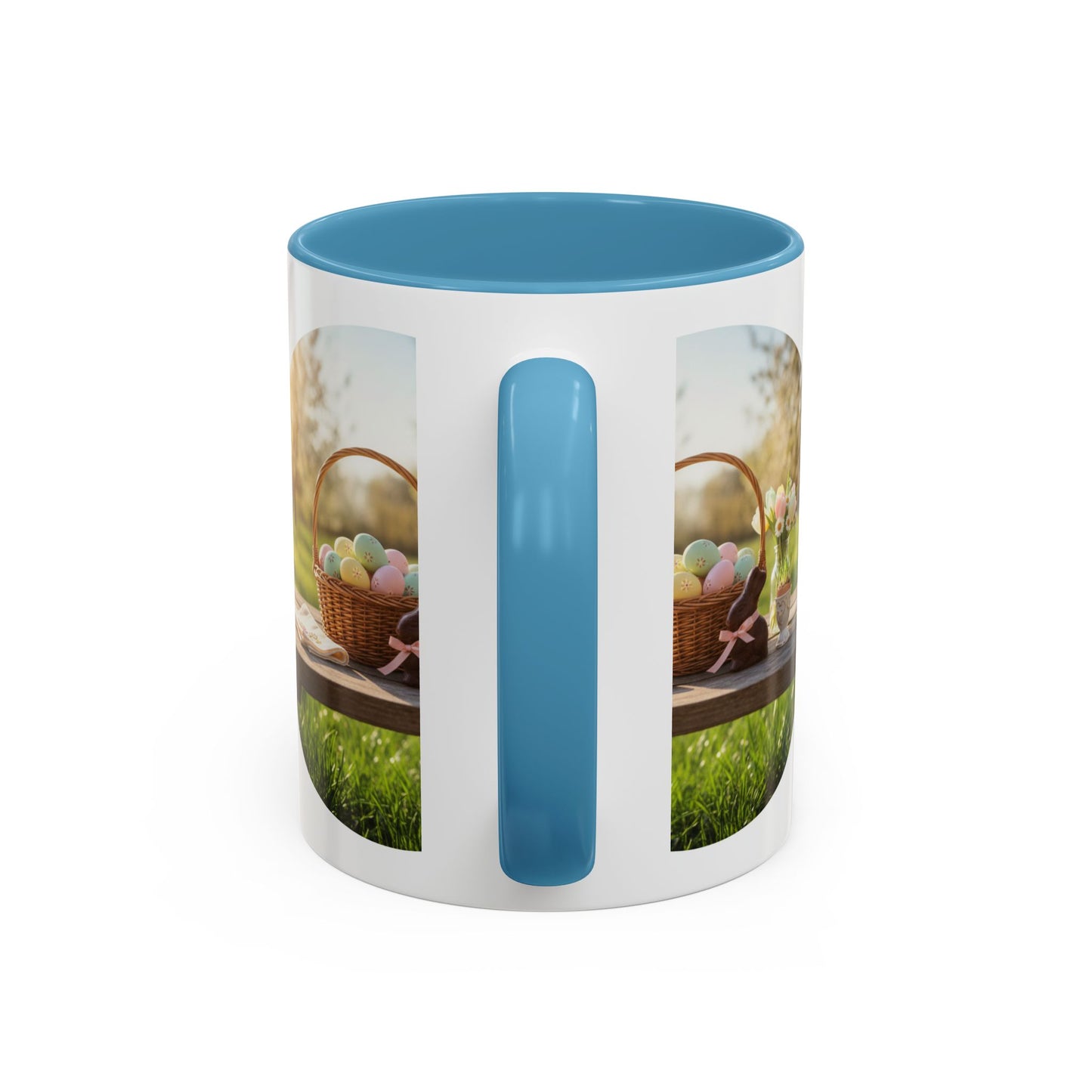 Easter Basket Coffee Mug — Spring Pastel Egg Design (11/15oz Accent Mug)