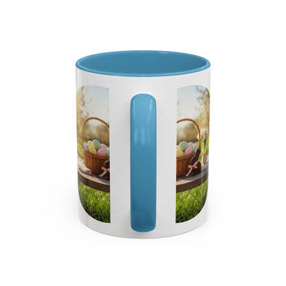 Easter Basket Coffee Mug — Spring Pastel Egg Design (11/15oz Accent Mug)