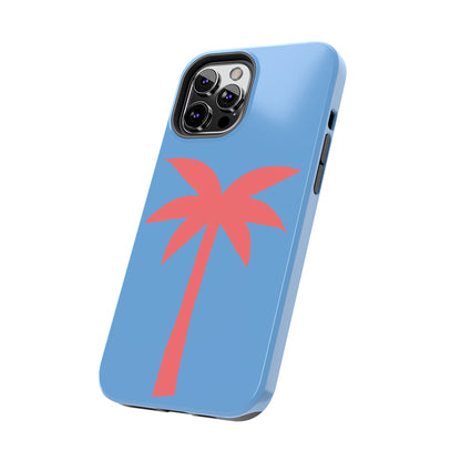 Tough Phone Case — Coral Palm on Sky Blue (Durable Protective Phone Cover)