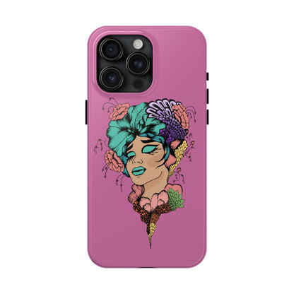 Tough Phone Case — Retro Floral Femme Illustration, Protective Art Phone Cover