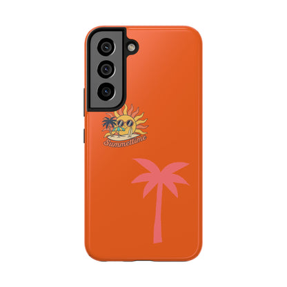 Summertime Palm Tough Phone Case — Retro Sun & Pink Palm Tropical Protective Cover